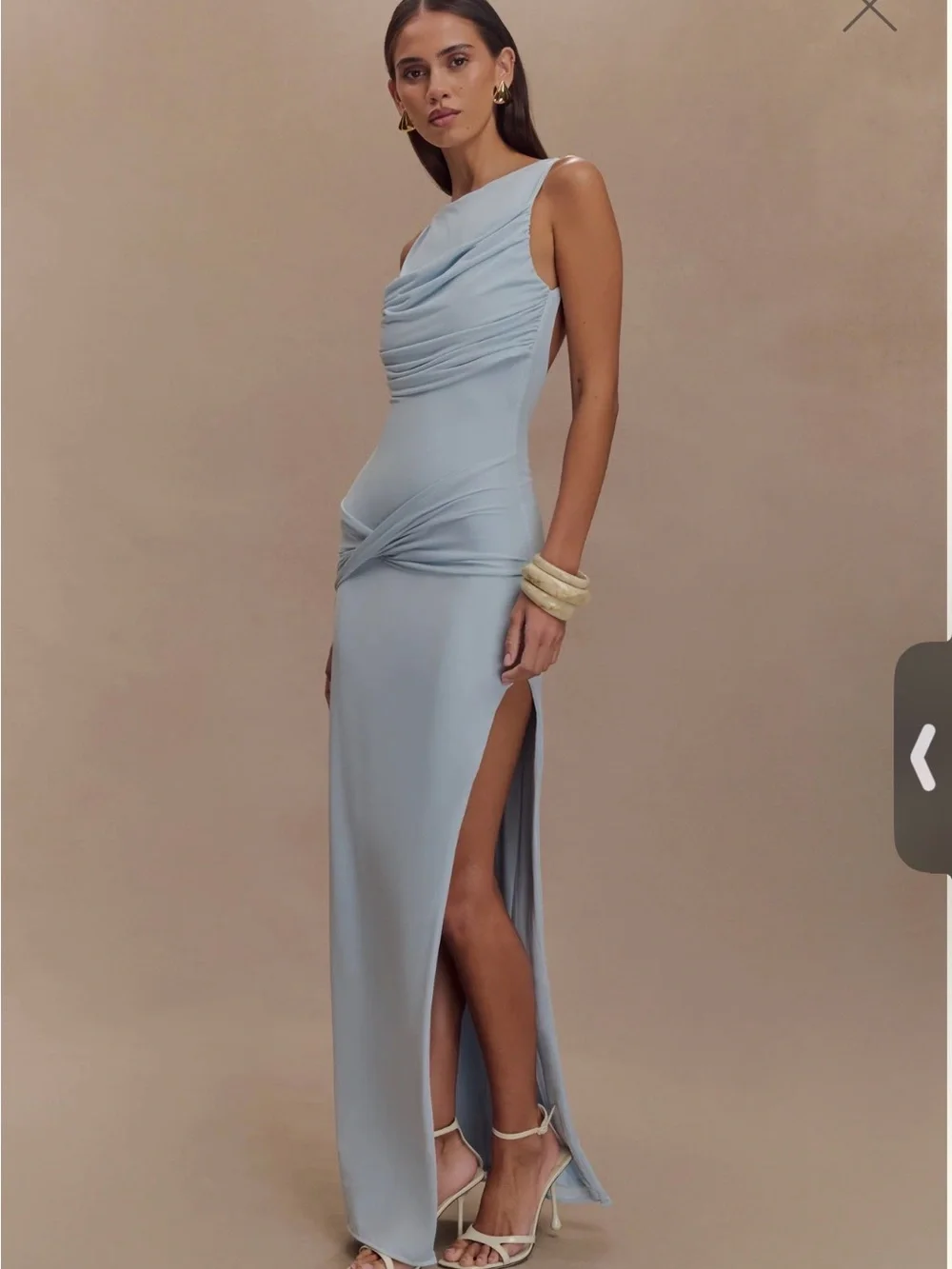 Meshki Henley Pale Blue Backless Draped Maxi Dress - Picture 2 of 2